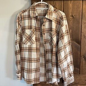 BKE Tan and Black Plaid Shirt